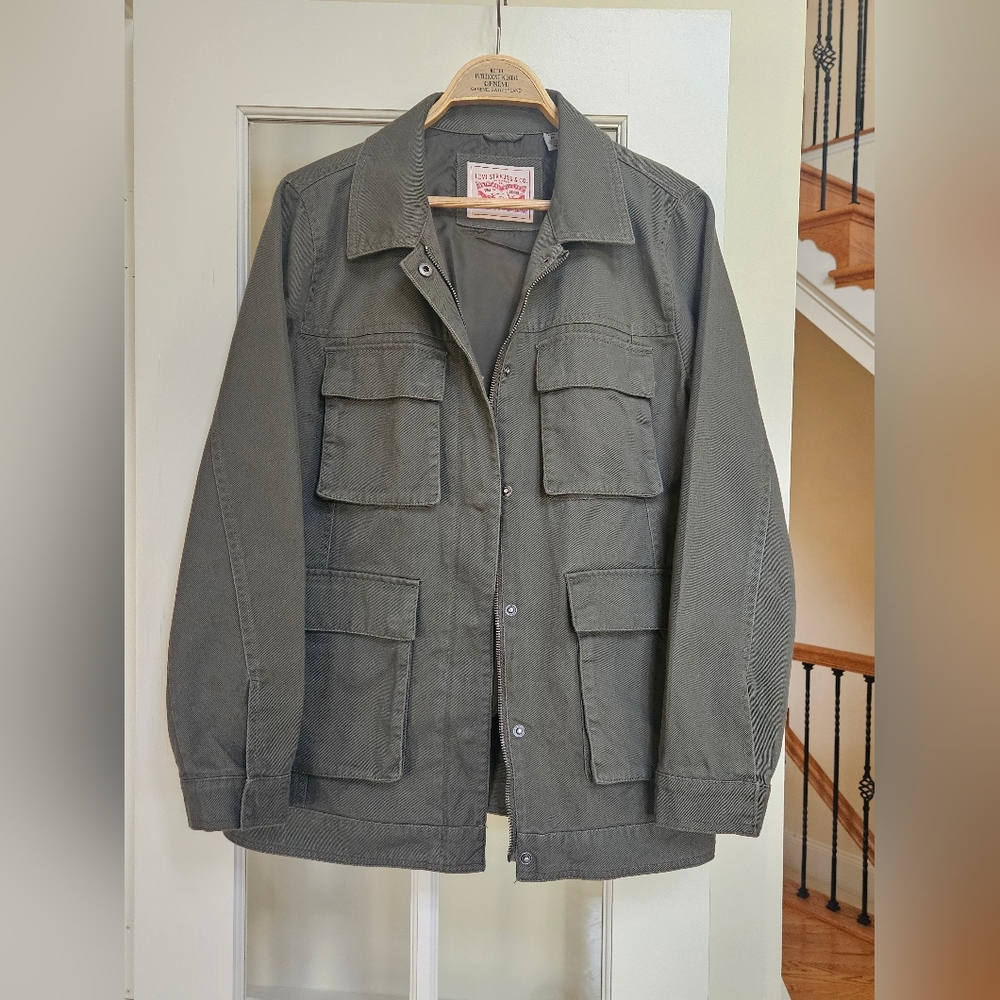 NWOT Levi Strauss & Company Women's Safari Denim Olive Green Utility Jacket - Picture 2 of 16